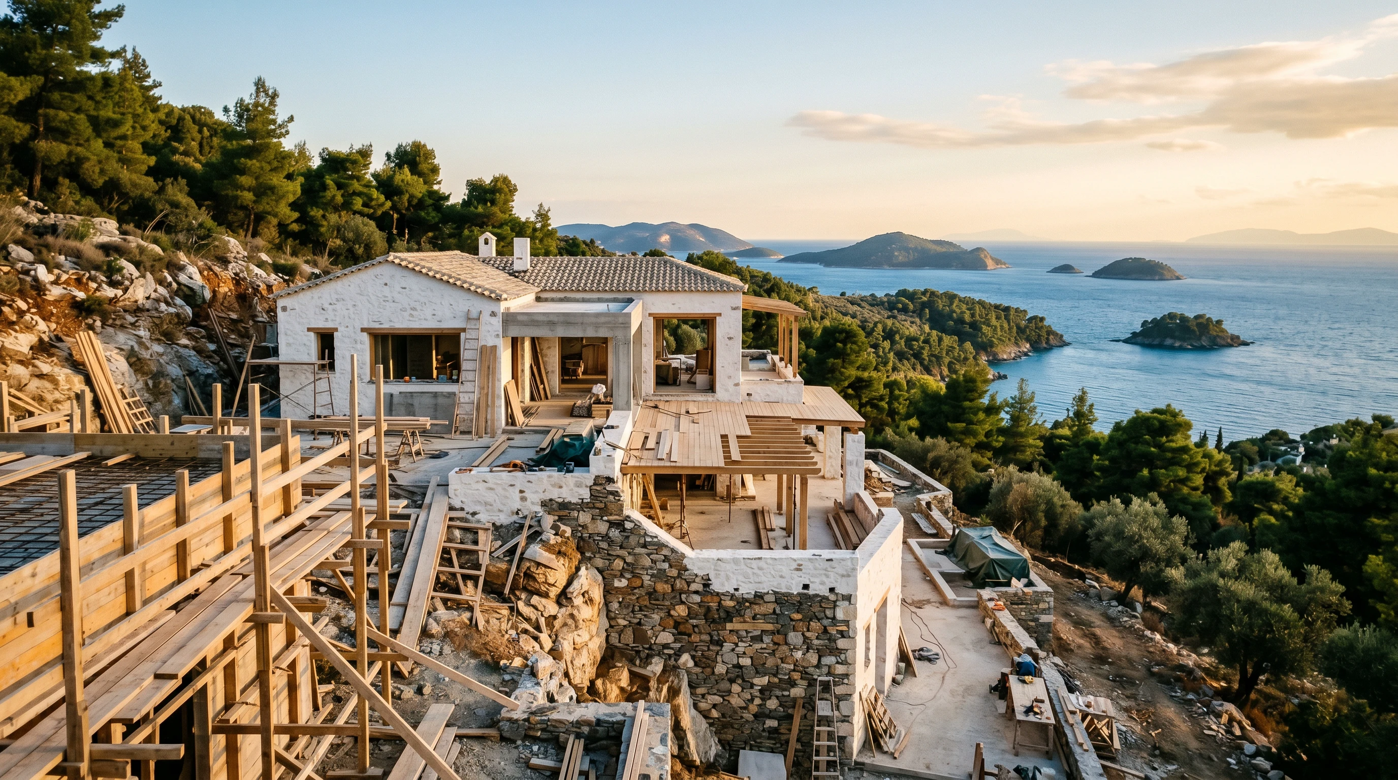 Dream property construction inspired by Skiathos island and the Aegean Sea